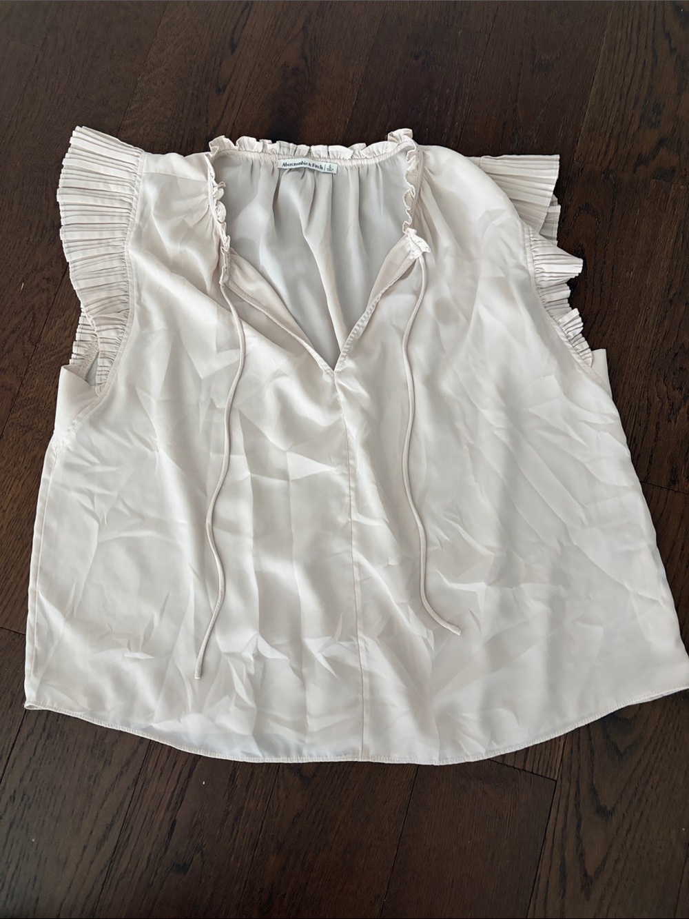 Abercrombie & Fitch Cream Ruffle Sleeve Tie-Front Camisole